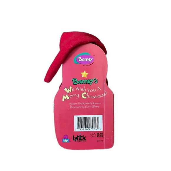 Vintage 1999 Barney as Santa Claus with We Wish You A Merry Christmas Board Book - Picture 4 of 13